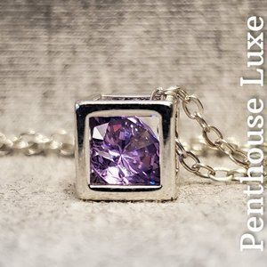 Sparkling 3D Silver Cube Caged Diamond Necklace